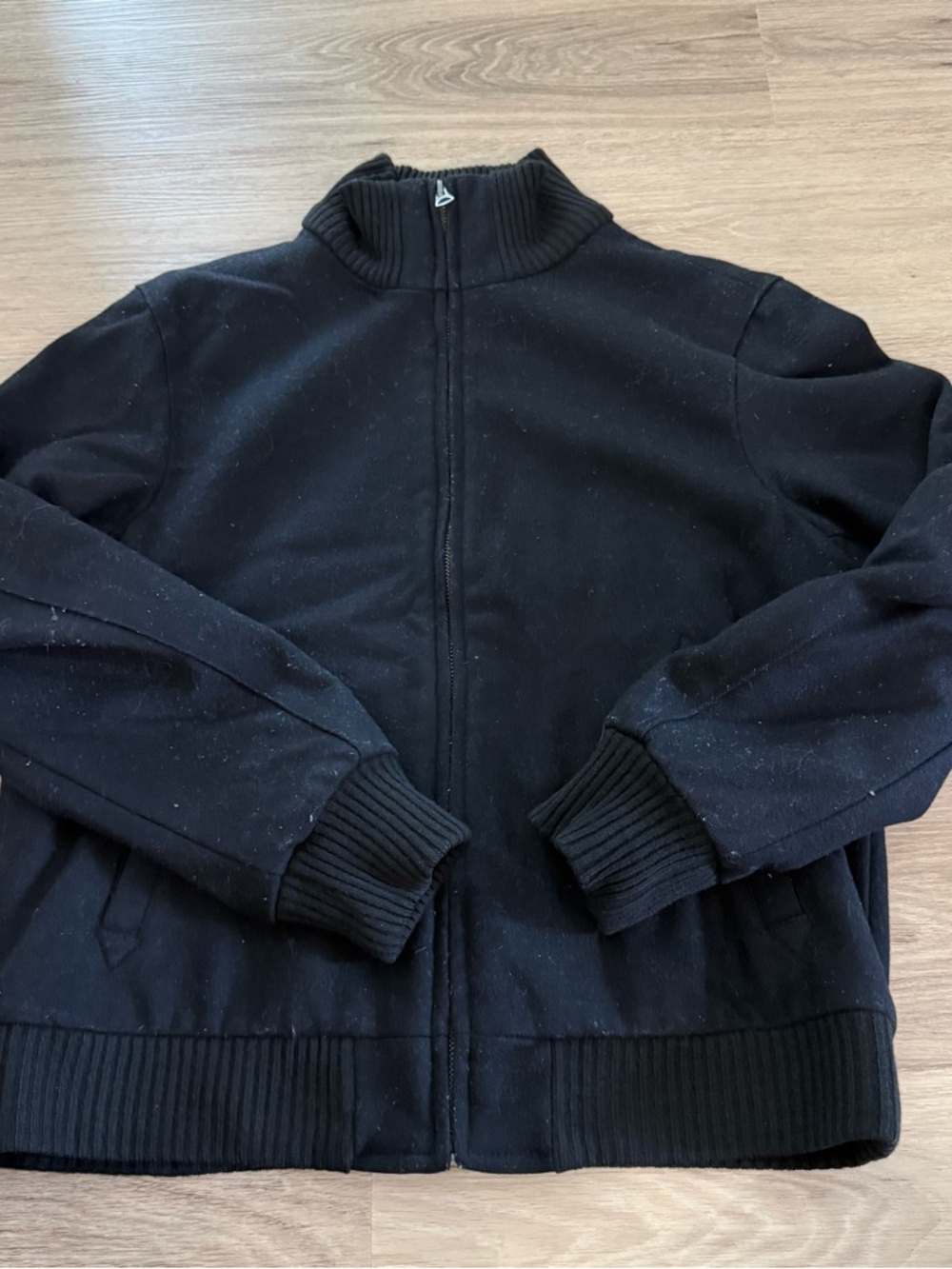 GAP Black Full-Zip Rib Winter Jacket - Picture 2 of 2